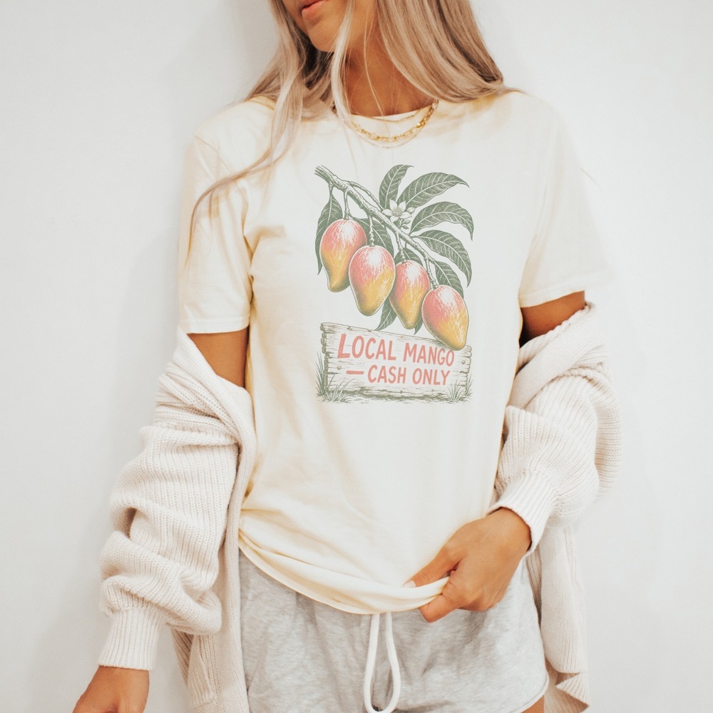 Local Mango Woodcut Style Boho Tee